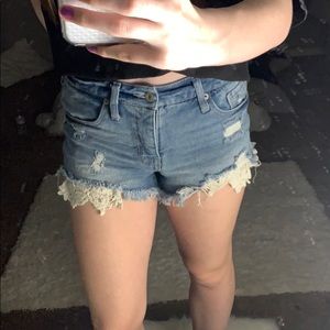 Lace jean shorts